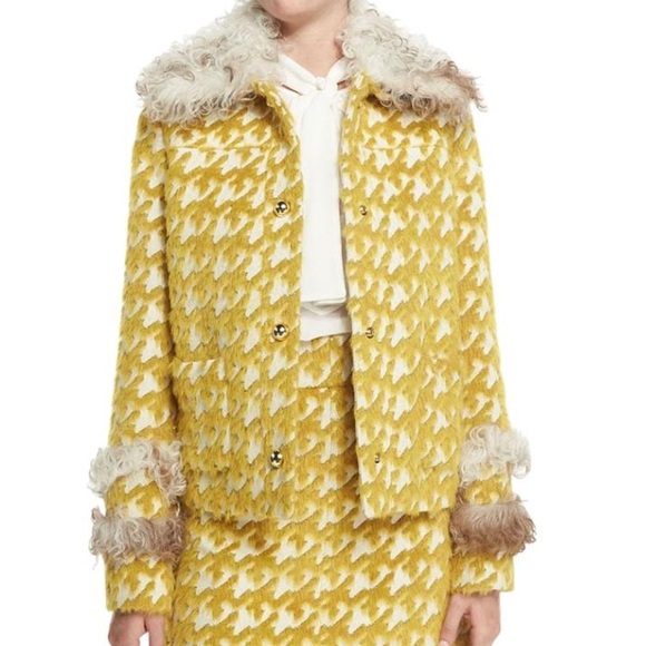 Just cavalli fur houndstooth jacket